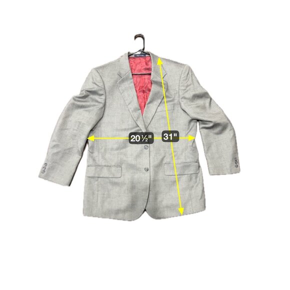 Alan Flusser Mens Gray Herringbone Blazer Jacket 44R Silk Worsted Wool Blend - Picture 9 of 11